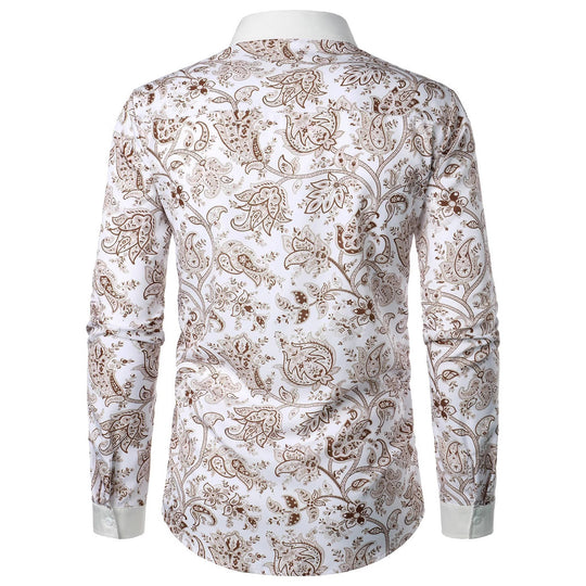 Herren Langarmhemd mit modernem Paisley-Design EB