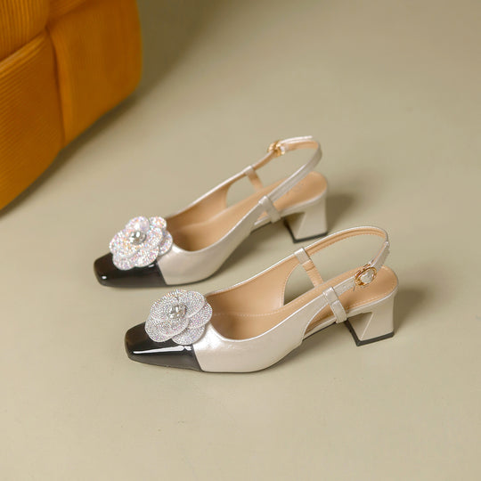 Damen Slingback-Pumps mit eleganter Blütenapplikation EB