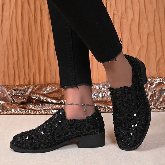 Damen Glitzernde Mokassins mit funkelnden Pailletten EB