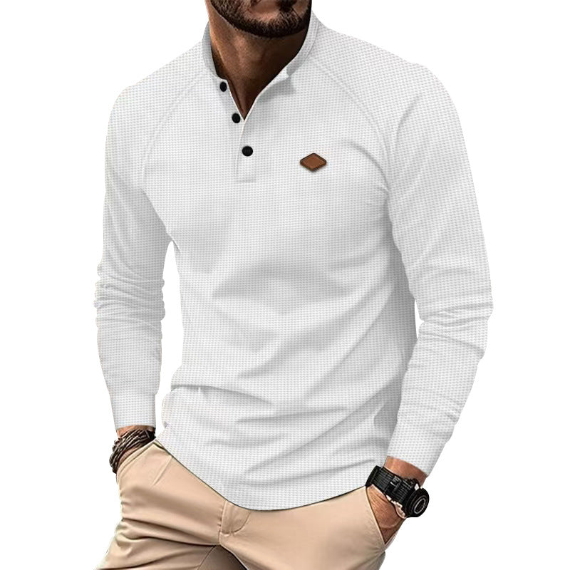 Herren Langarm-Henley-Shirt mit strukturierter Oberfläche und modischen Knopfdetails EB
