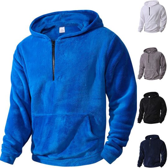 Herren Fleece-Hoodie mit innovativem halblangem Reißverschluss EB