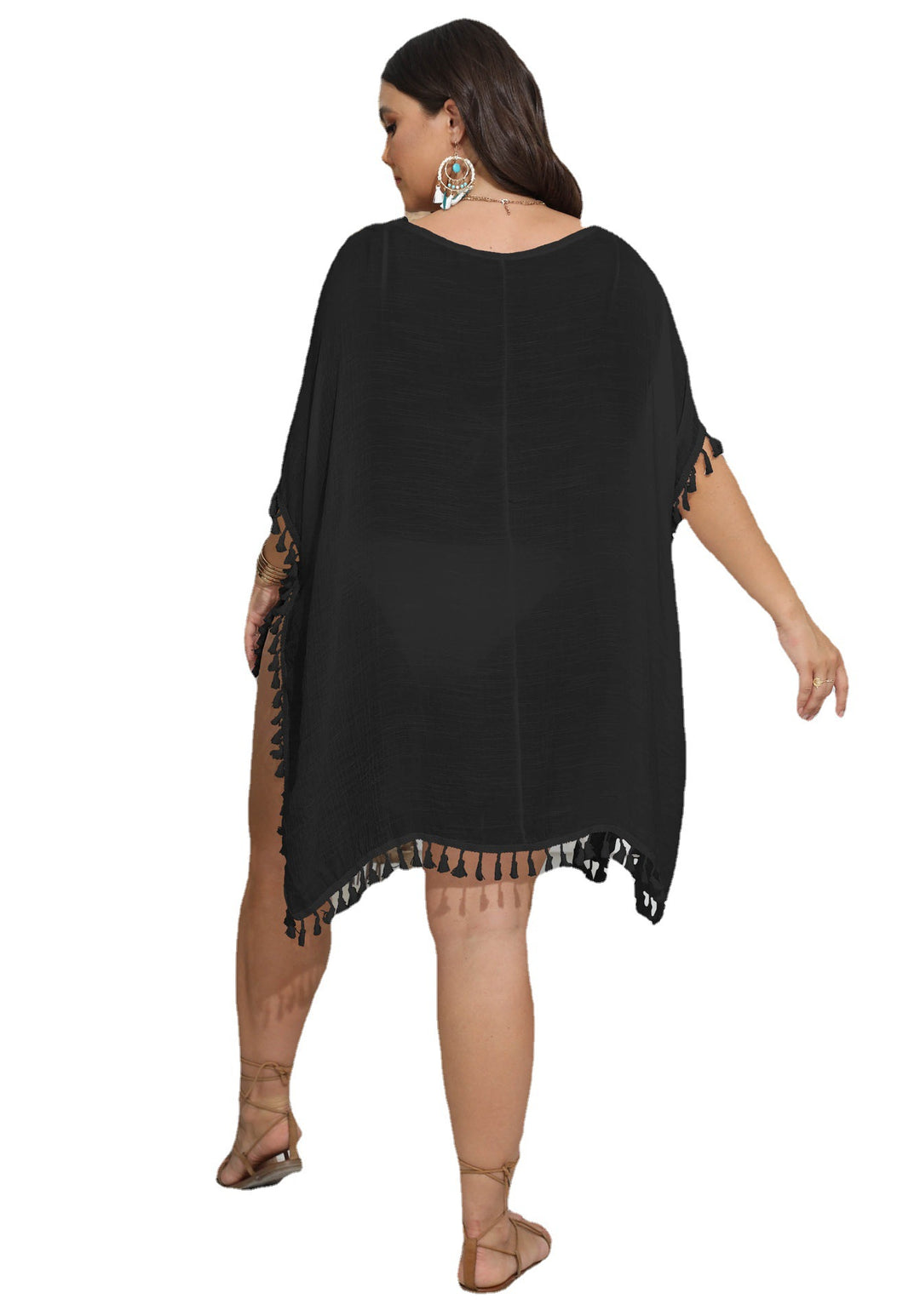 Damen eleganter Häkel-Strandponcho EB