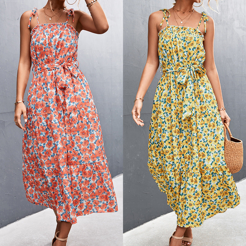 Damen Midikleid mit zartem Floral-Print und Rüschendetails EB