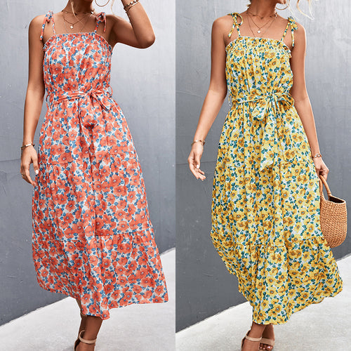 Damen Midikleid mit zartem Floral-Print und Rüschendetails EB