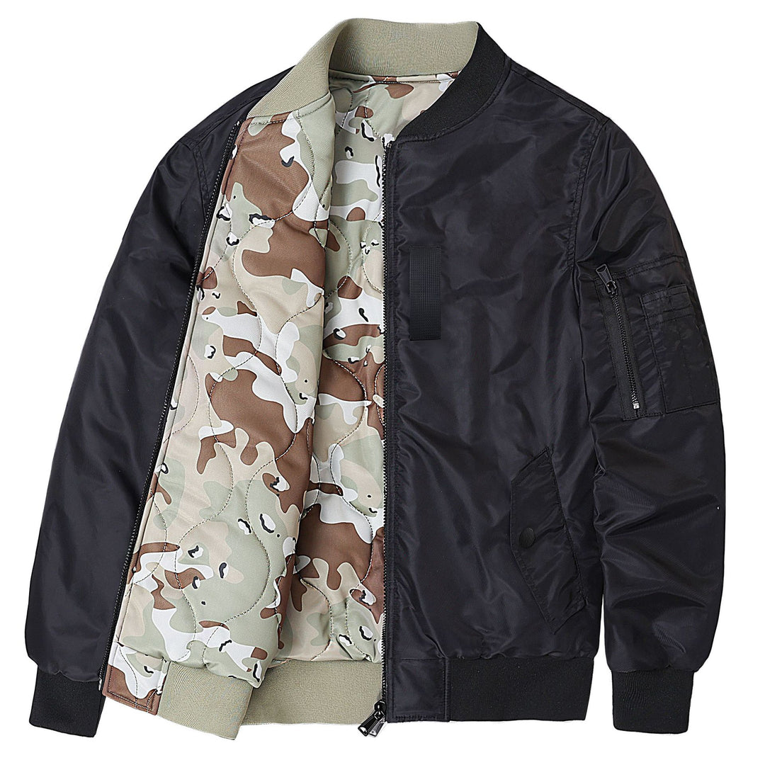 Men's  Reversible Quilted-Lined Bomber Jacket with Sleeve Utility Pocket and Ribbed Trims EB