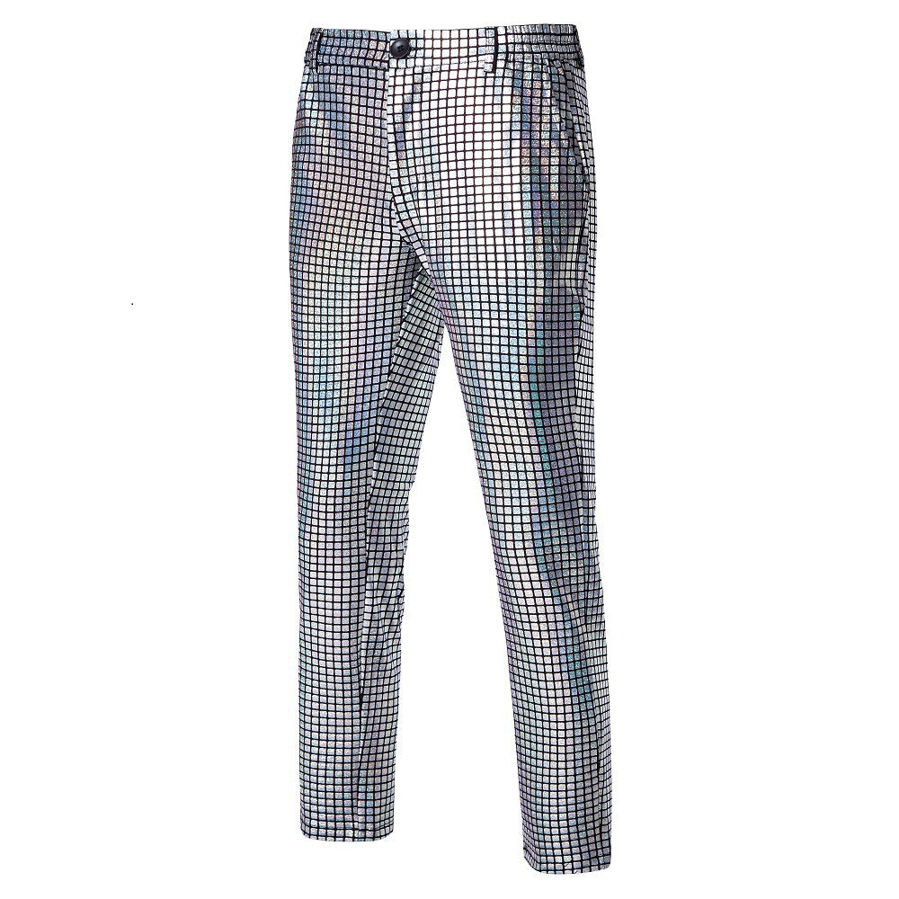 Herren nan Slim-Fit Anzughose mit glänzender Paillettenoptik und feinem Karomuster EB