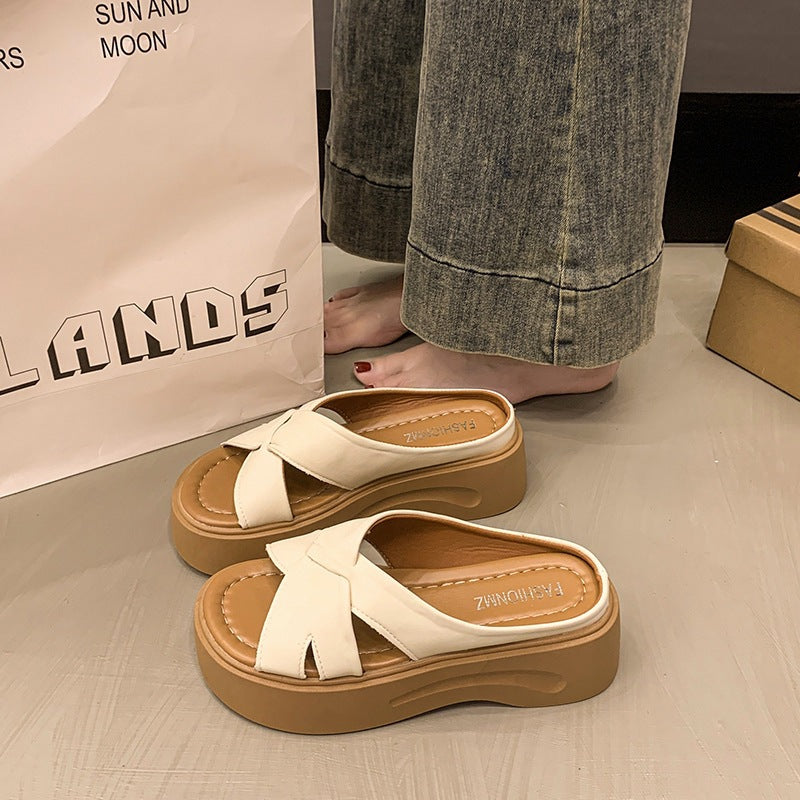 Damen Plateau-Sandalen mit stilvollem Knotendesign und bequemem Fußbett EB