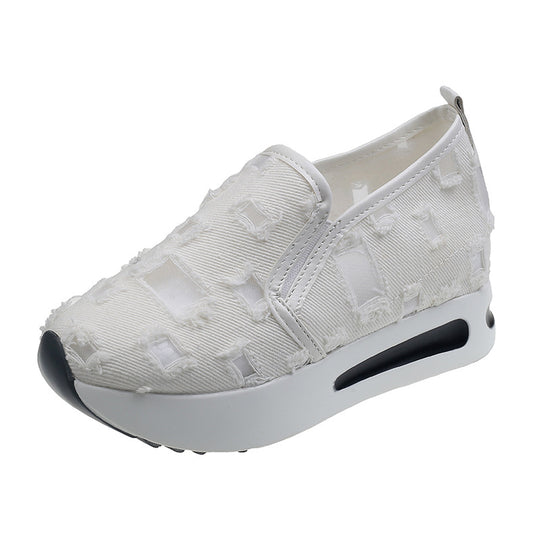 Damen Slip-On Sneakers mit atmungsaktiver Mesh-Oberfläche und elastischem Innenfutter EB