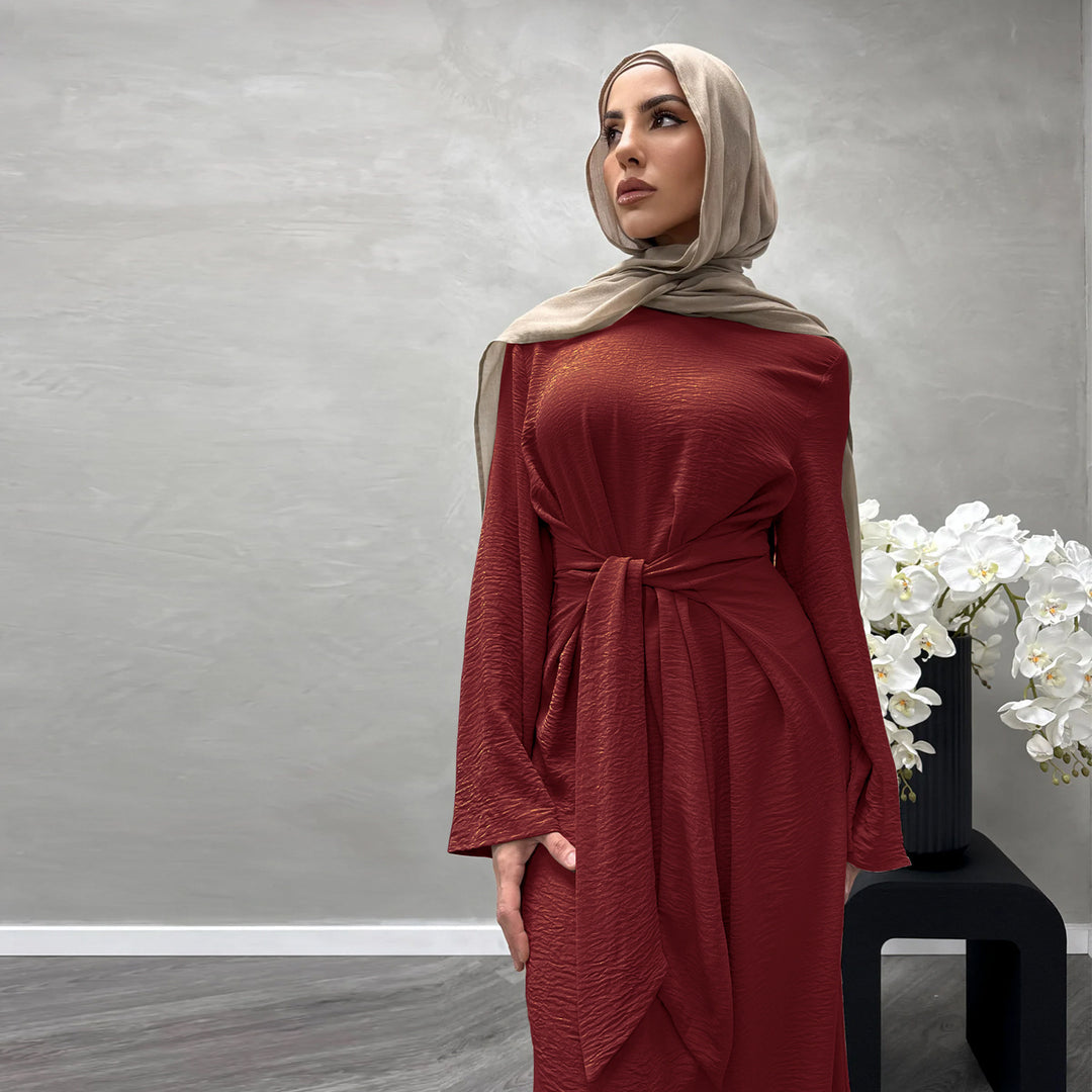 Damen Modisches Maxikleid aus fließendem Stoff mit weiten Ärmeln EB