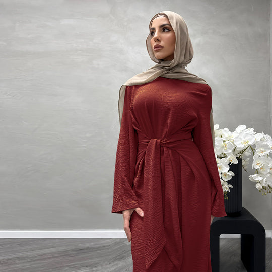 Damen Modisches Maxikleid aus fließendem Stoff mit weiten Ärmeln EB