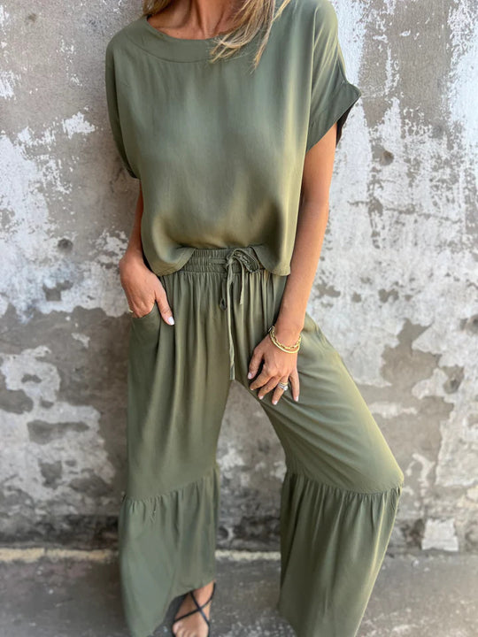 Damen lässiges Jumpsuit mit elegantem Schnitt und weitem Bein EB