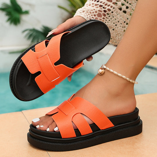 Damen modische Bequemsandalen mit strukturiertem Obermaterial EB