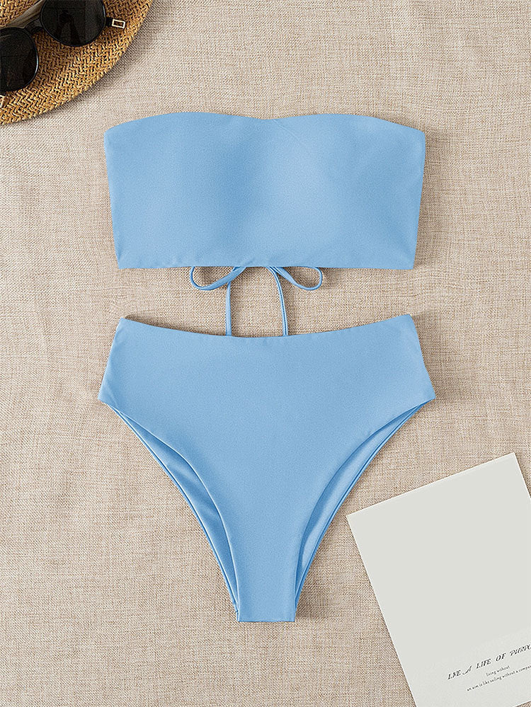 Damen Bandeau-Bikini mit hochgeschnittenem Unterteil EB