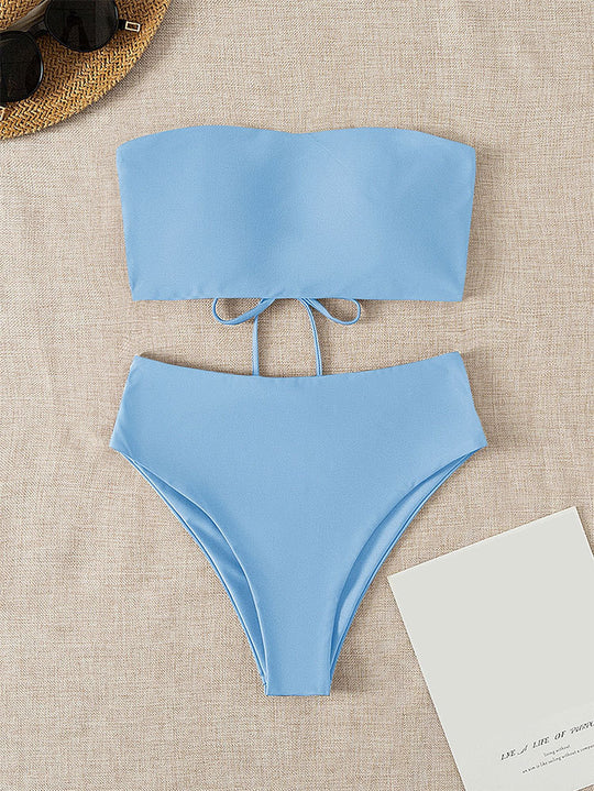 Damen Bandeau-Bikini mit hochgeschnittenem Unterteil EB