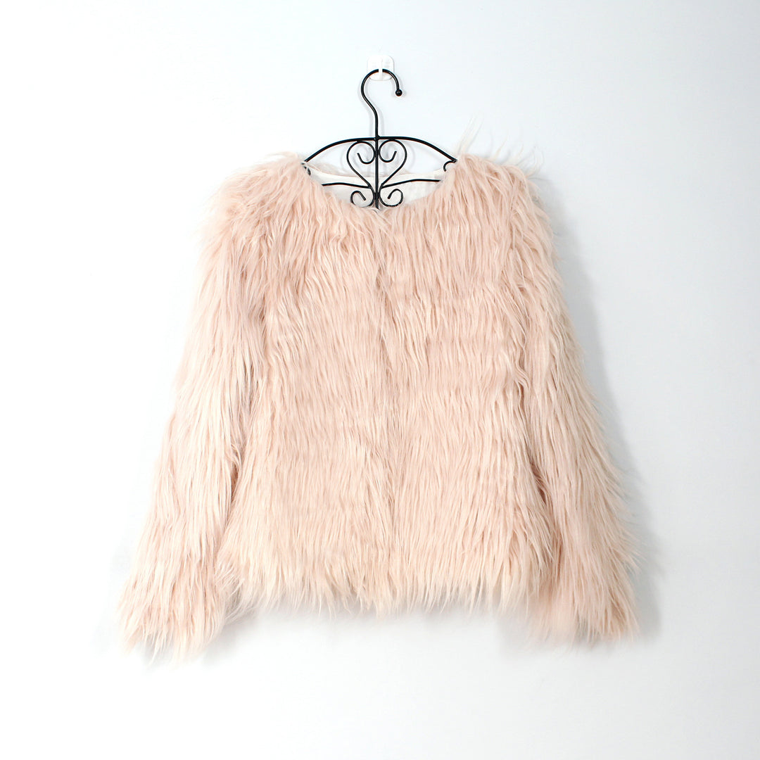 Damen Flauschige Kunstfell-Jacke mit lässigem Schnitt und weichem Innenfutter EB