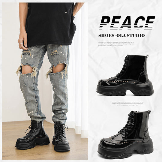 Damen Trendige Stiefeletten mit funkelnden Nieten und robuster Sohle EB
