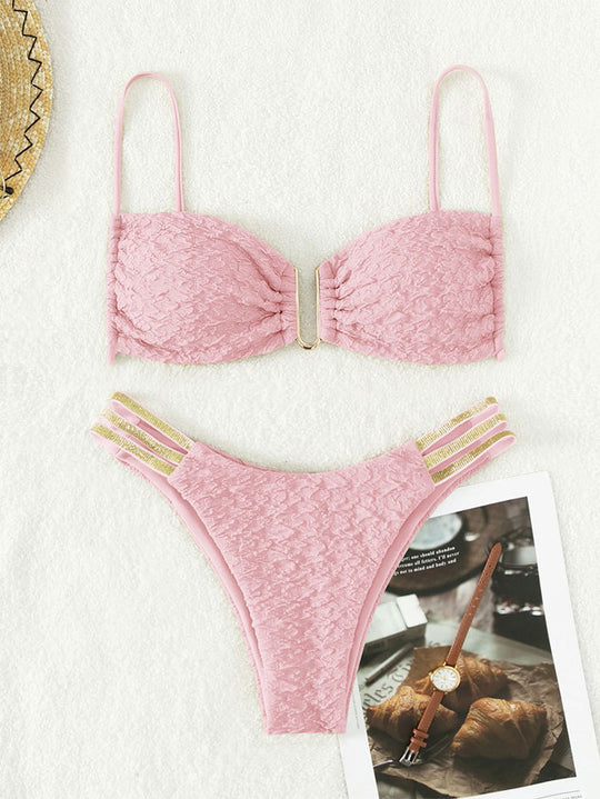 Damen Push-Up-Bikini-Set mit dekorativen Trägern EB