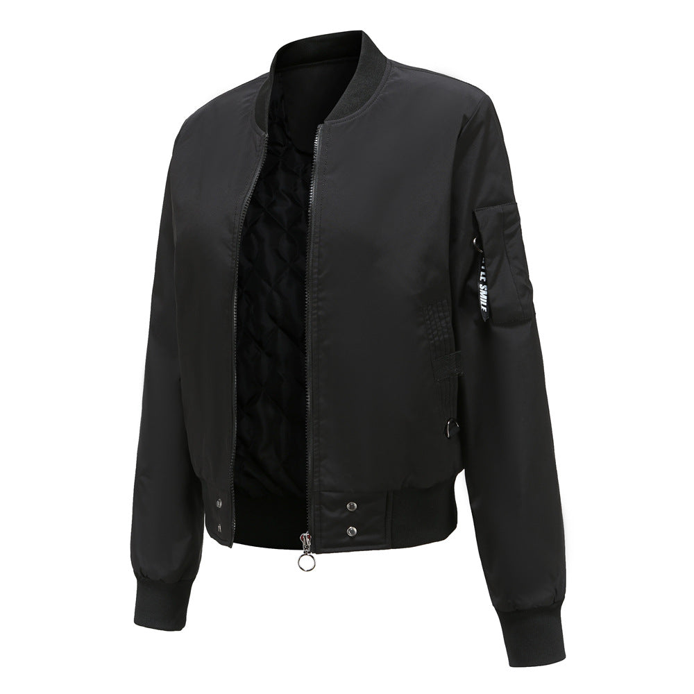 Damen modische Bomberjacke mit praktischen Taschen und seitlichen Einsätzen EB