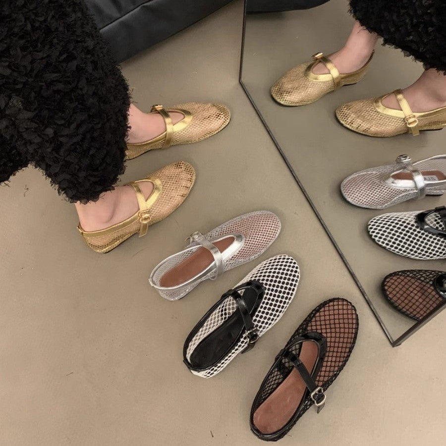 Damen Mesh-Slipper mit verstellbarem Riemen EB