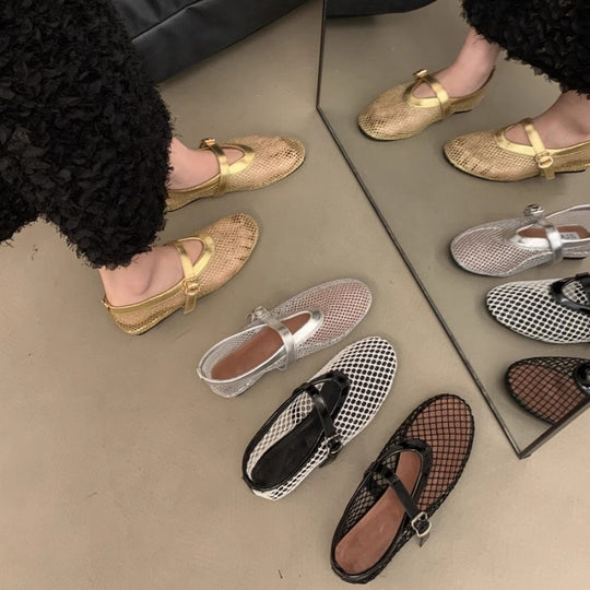 Damen Mesh-Slipper mit verstellbarem Riemen EB