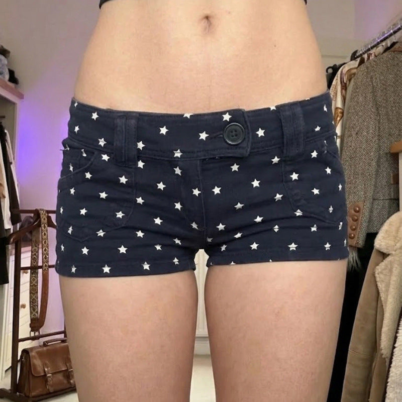 Damen Modische Shorts mit Sternenmuster und praktischem Schnitt EB