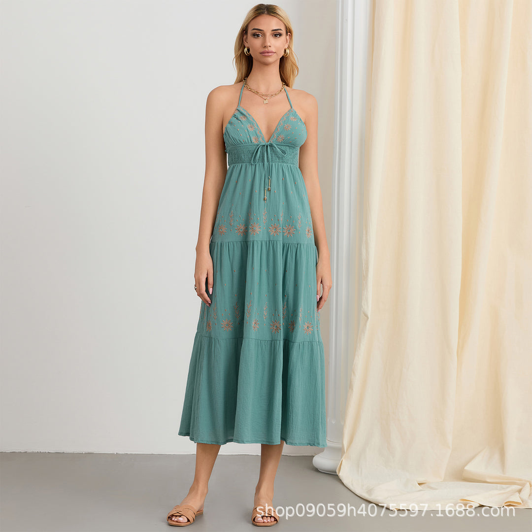Damen Maxikleid mit zarten Stickereien EB