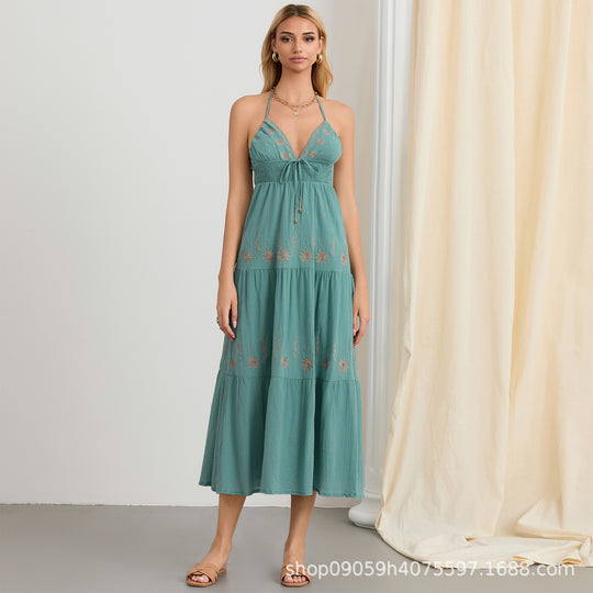 Damen Maxikleid mit zarten Stickereien EB