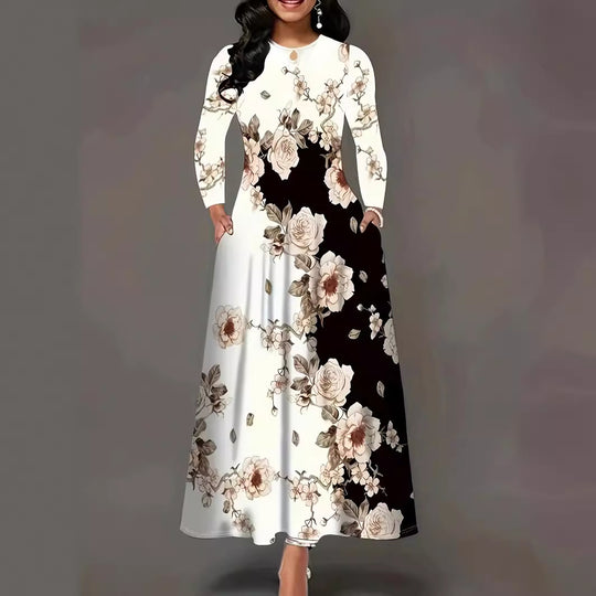 Damen Maxikleid mit floralem Design und praktischen Taschen EB