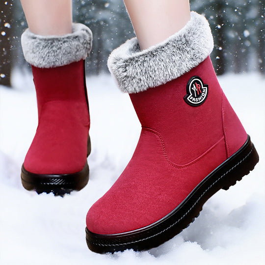 Damen Freizeit-Winterstiefel mit weichem Plüschkragen und rutschfester Sohle EB