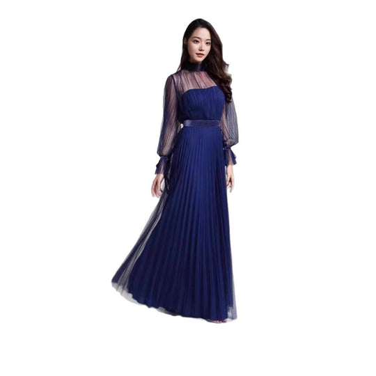Damen Elegantes Maxikleid mit schimmerndem Chiffon und verspielten Rüschendetails EB