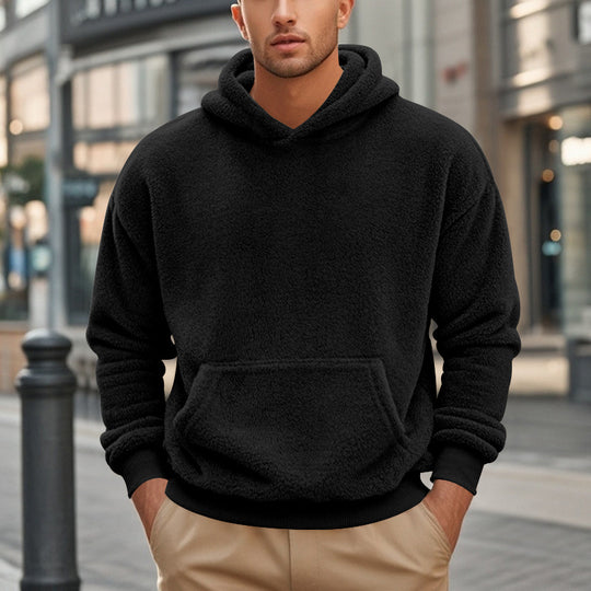 Herren übergroßer Fleece-Hoodie mit Kängurutasche und gemütlichem Schnitt EB
