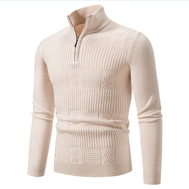 Herren Strickpullover mit modernem Stehkragen und strukturiertem Design EB