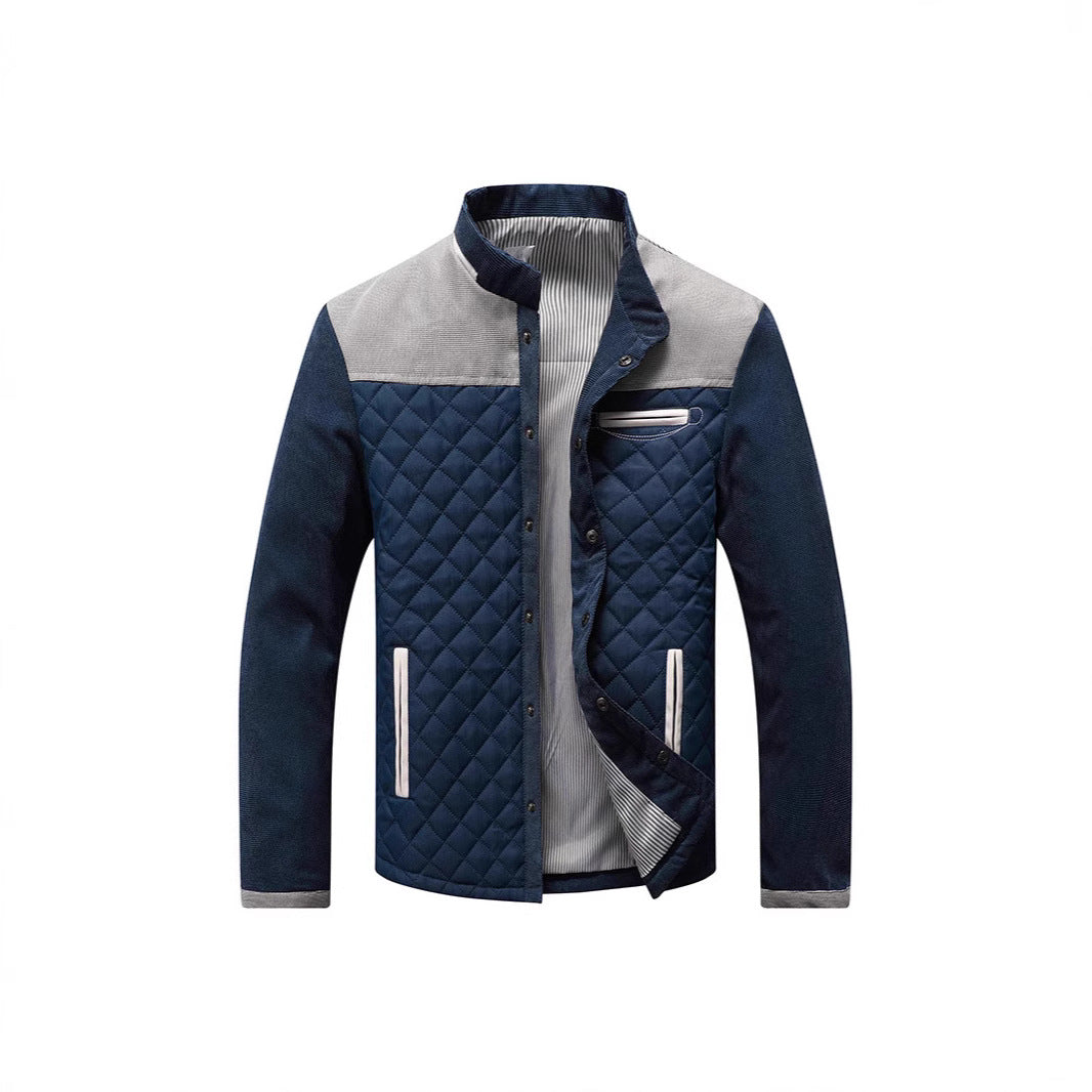 Herren gesteppte Freizeitjacke mit modischem Stehkragen und praktischen Taschen EB