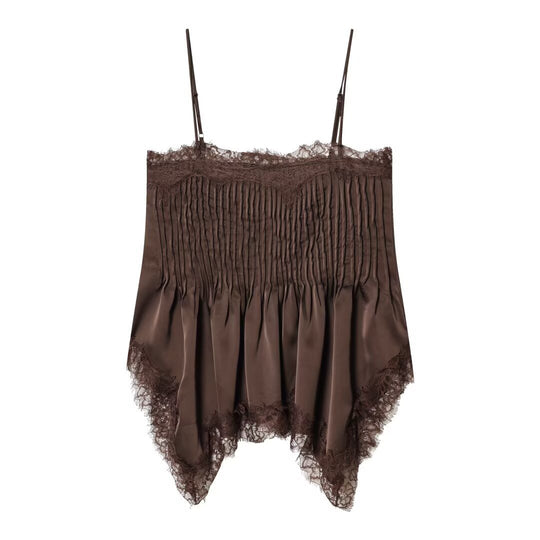 Damen Spitzen-Camisole mit raffiniertem Faltenwurf und hochwertiger Satinoberfläche EB