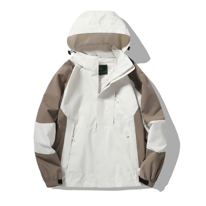 Herren wind- und wasserabweisende Outdoor-Hoodiejacke mit Belüftungsnetz, verstellbarer Kapuze und verdeckter Frontblende EB