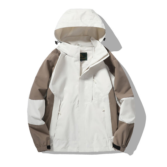 Herren wind- und wasserabweisende Outdoor-Hoodiejacke mit Belüftungsnetz, verstellbarer Kapuze und verdeckter Frontblende EB