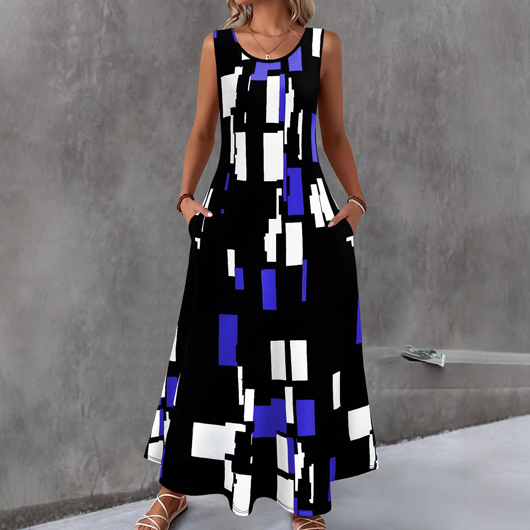 Damen Maxikleid mit buntem Grafikdesign EB