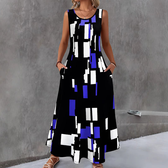 Damen Maxikleid mit buntem Grafikdesign EB