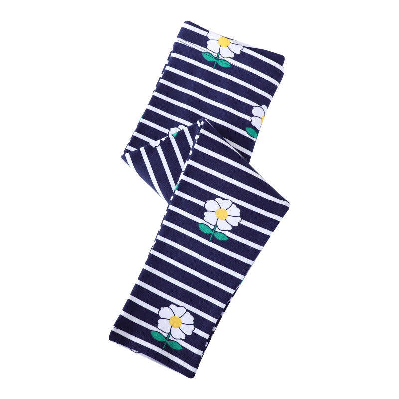 Mädchen Leggings mit floralem und gestreiftem Design EB