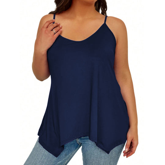 Damen lässiges Spaghetti-Träger Top mit asymmetrischem Saum EB
