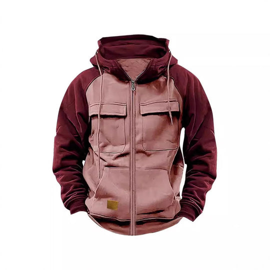 Herren nan Utility-Kapuzenjacke mit Materialmix, Brusttaschen und Reißverschluss EB
