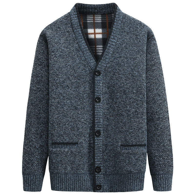 Herren Strickjacke mit V-Ausschnitt und hochwertigen Details EB
