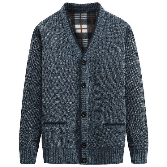 Herren Strickjacke mit V-Ausschnitt und hochwertigen Details EB