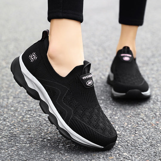 Damen bequeme Slip-On Sneakers mit atmungsaktiver Oberflächenstruktur EB