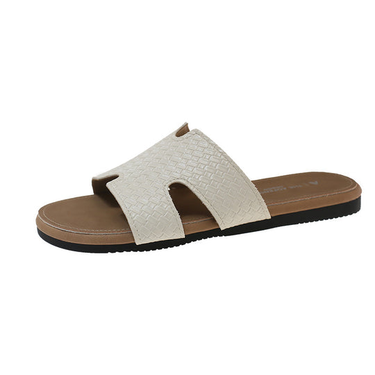 Damen Bequeme und stilvolle Slide-Sandalen mit gewebtem Design EB