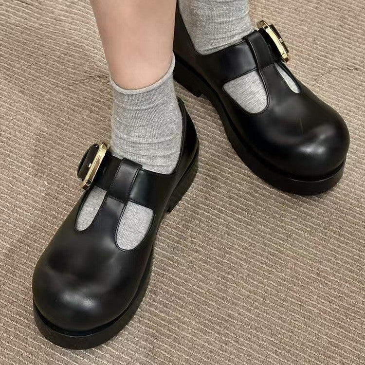 Damen Schnürschuhe mit dekorativem Schnallenverschluss und robustem Blockabsatz EB