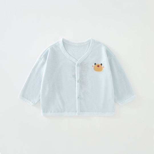 Unisex Nan Soft Organic Cotton Snap-Front Baby Cardigan mit besticktem Elefanten EB