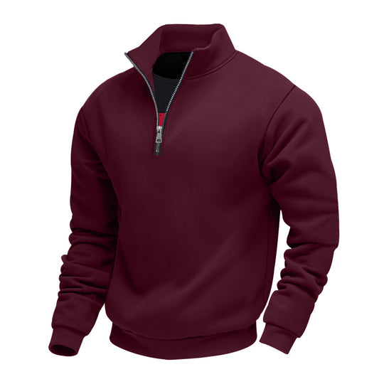 Herren sportlicher Sweatshirt mit modernem Stehkragen und Reißverschluss EB