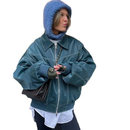 Damen Oversized Kunstleder-Jacke EB