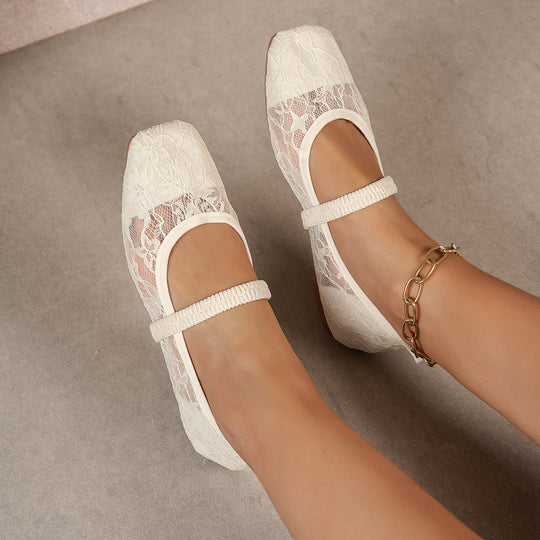 Damen elegante Ballerinas mit floralen Applikationen und rutschfester Sohle EB